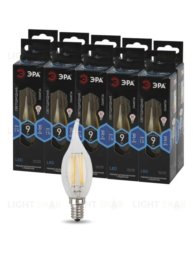Лампа светодиодная Эра E14 9W 4000K F-LED BXS-9W-840-E14 Б0047005 Б0047005
