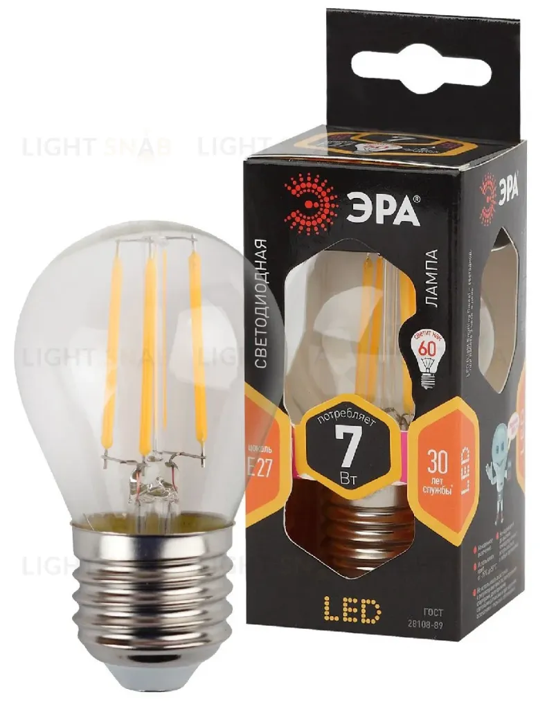 Лампа светодиодная Эра E27 7W 2700K F-LED P45-7W-827-E27 Б0027948 Б0027948
