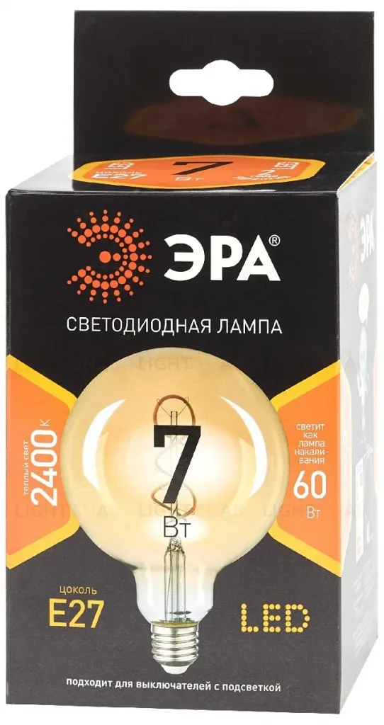 Лампа светодиодная Эра E27 7W 2400K F-LED G95-7W-824-E27 spiral gold Б0047663 Б0047663