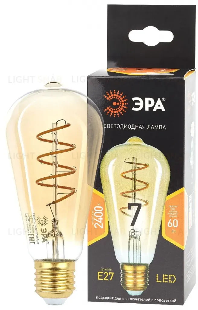 Лампа светодиодная Эра E27 7W 2400K F-LED ST64-7W-824-E27 spiral gold Б0047665 Б0047665