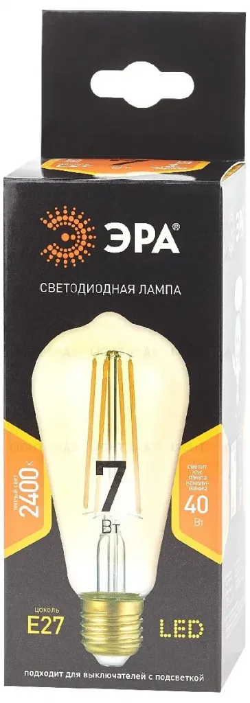 Лампа светодиодная Эра E27 7W 2400K F-LED ST64-7W-824-E27 gold Б0047664 Б0047664