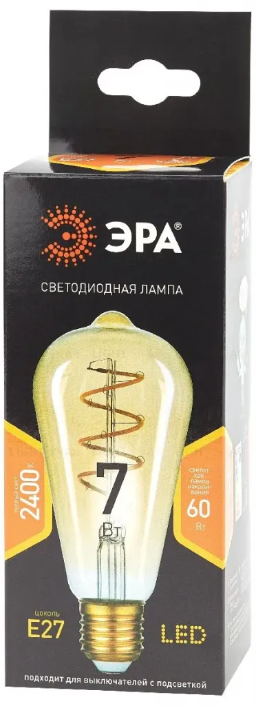 Лампа светодиодная Эра E27 7W 2400K F-LED ST64-7W-824-E27 spiral gold Б0047665 Б0047665