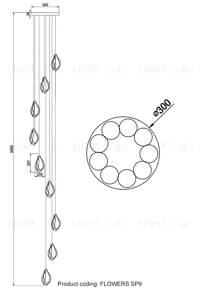 Каскадная люстра Crystal Lux FLOWERS SP9 FLOWERS SP9