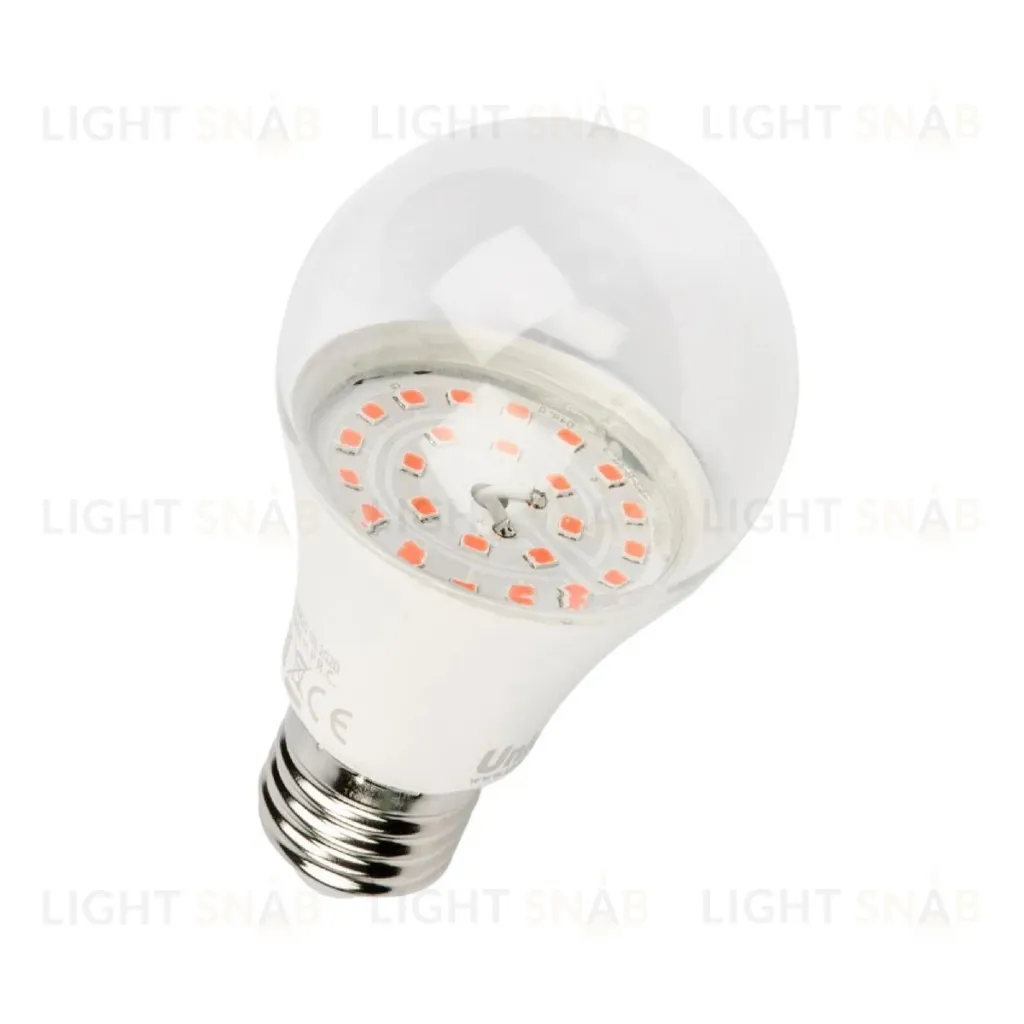Лампа светодиодная для растений (09645) Uniel E27 9W прозрачная LED-A60-9W/SP/E27/CL ALM01WH LED-A60-9W/SP/E27/CL ALM01WH картон