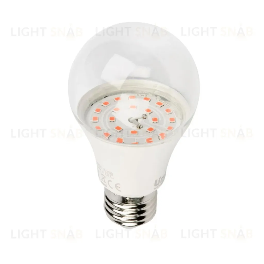 Лампа светодиодная для растений (09645) Uniel E27 9W прозрачная LED-A60-9W/SP/E27/CL ALM01WH LED-A60-9W/SP/E27/CL ALM01WH картон