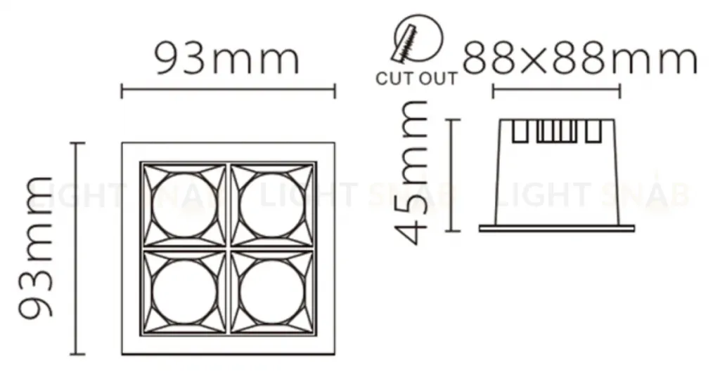 Встраиваемый светодиодный светильник Fiberli XL003-4T(W) 12130306 12130306