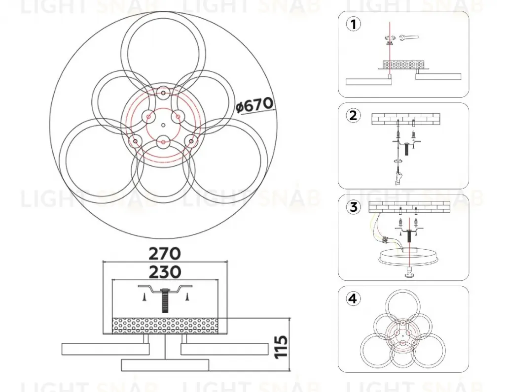 Потолочная люстра Ambrella Light Acrylica Original FA3844 FA3844