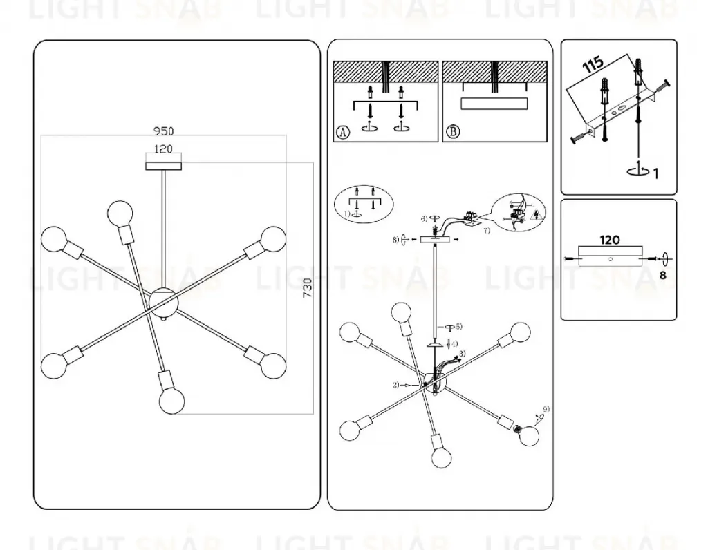 Люстра на штанге Ambrella Light Loft TR80432 TR80432