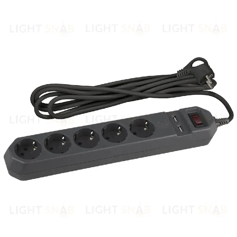 Сетевой фильтр ЭРА USF-5es-1.5m-USB-B Б0019036 Б0019036