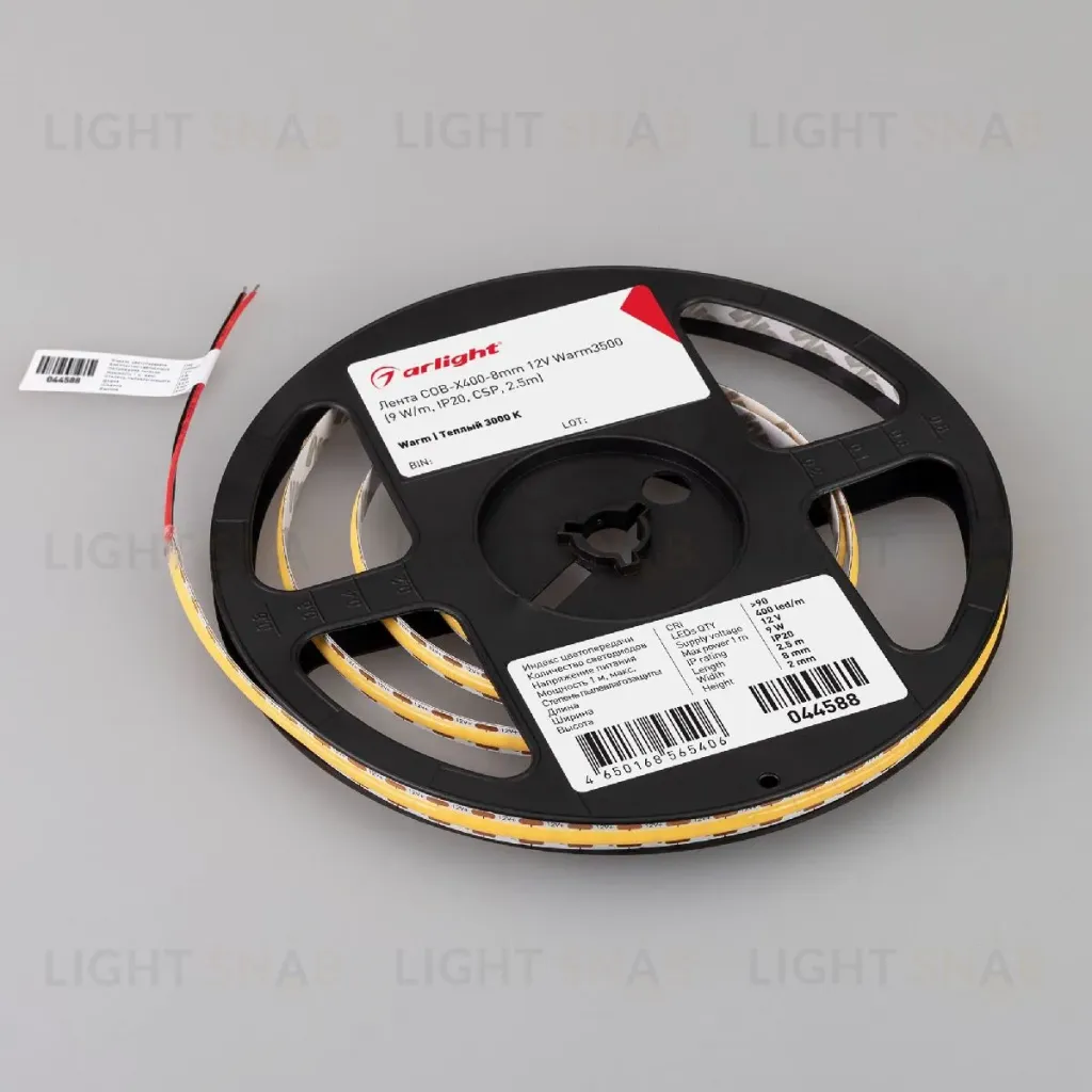 Светодиодная лента Arlight COB-X400-8mm 12V Warm3500 (9 W/m, IP20, CSP, 2.5m) 044588 044588