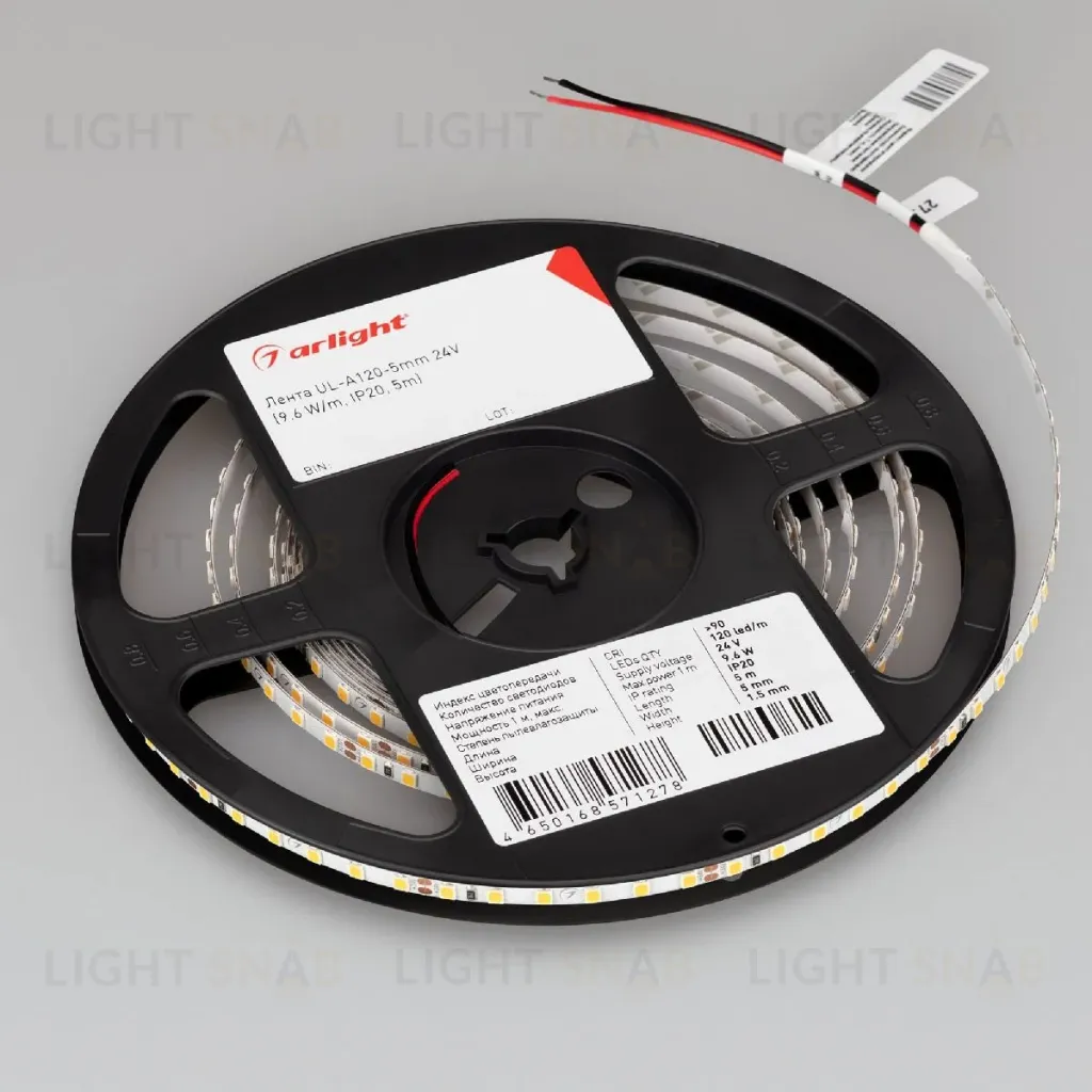 Светодиодная лента Arlight UL-A120-5mm 24V Warm3000 (9.6 W/m, IP20, 5m) 044061 044061