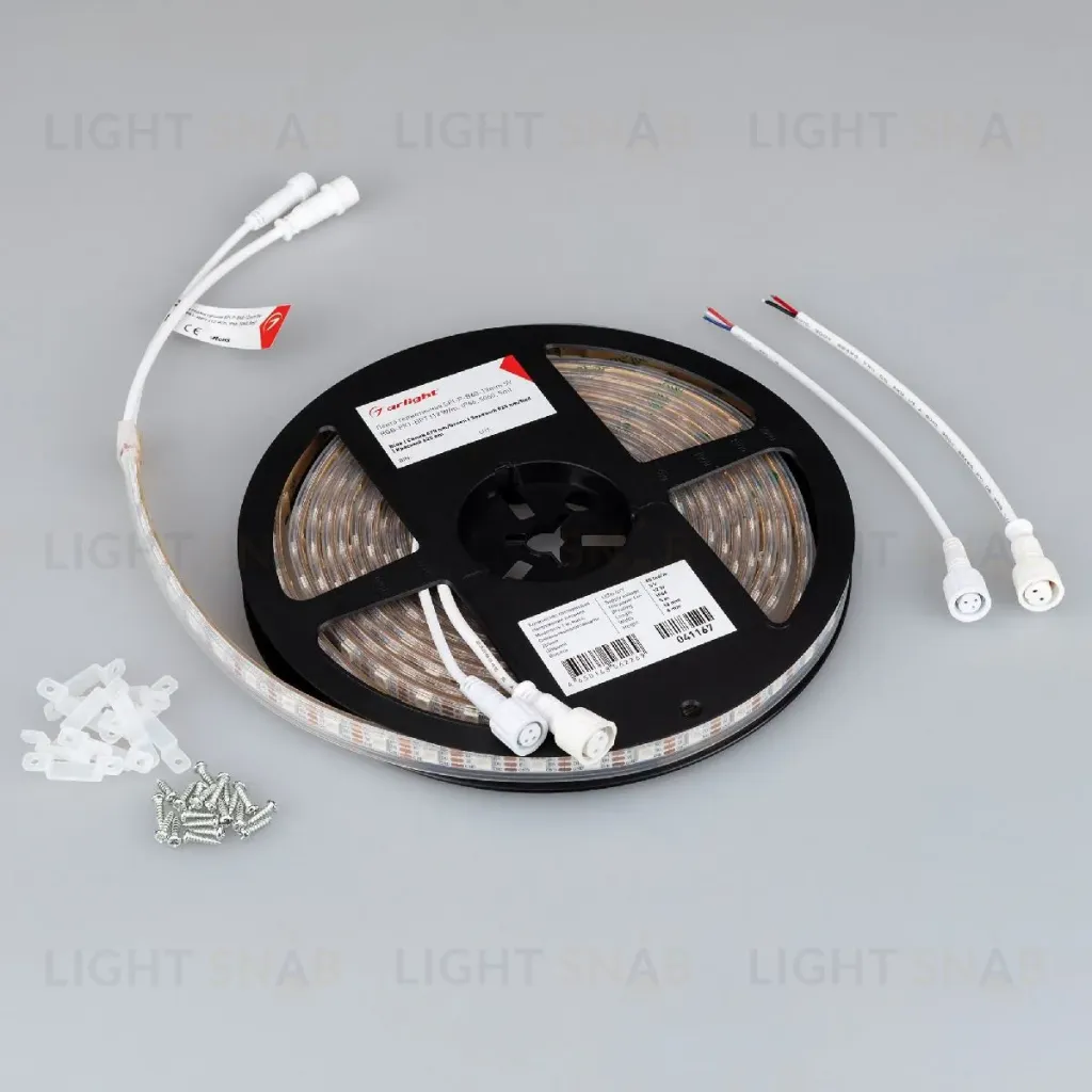 Светодиодная лента герметичная Arlight SPI-P-B60-12mm 5V RGB-PX1-BPT (12 W/m, IP66, 5060, 5m) 041167 041167