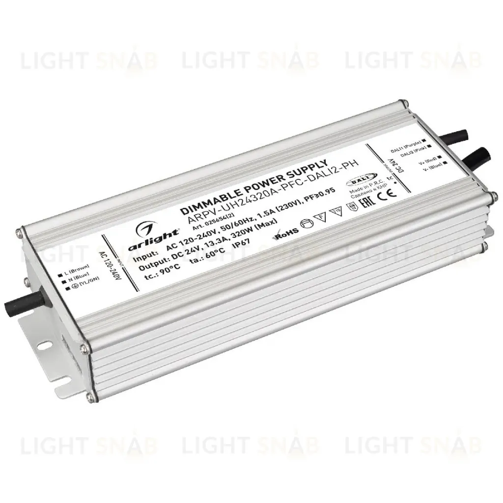 Блок питания Arlight ARPV-UH24320A-PFC-DALI2-PH (24V, 13.3A, 320W, IP67) 025654(2) 025654(2)