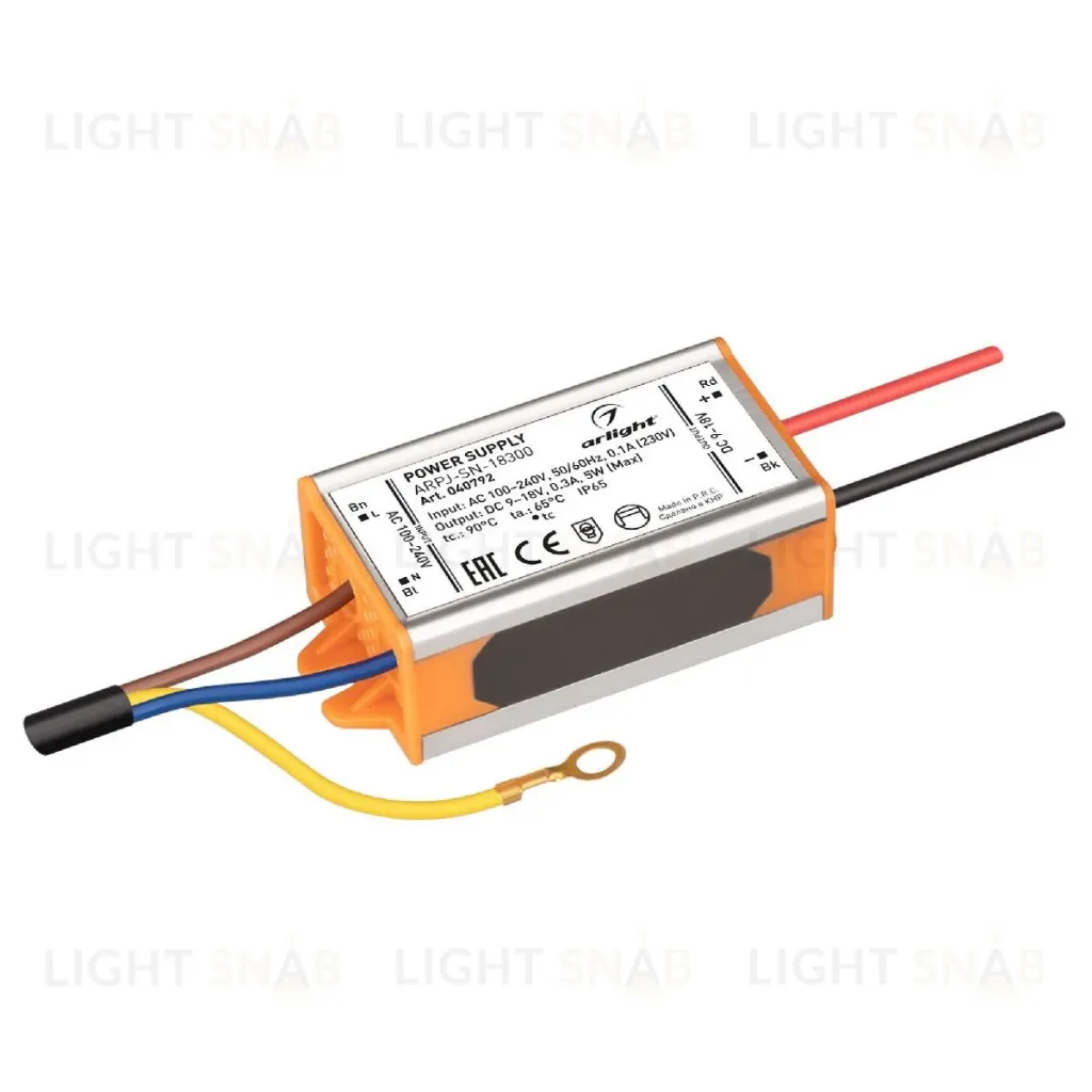 Блок питания Arlight ARPJ-SN-18300 (5W, 9-18V, 300mA, IP65) 040792 040792