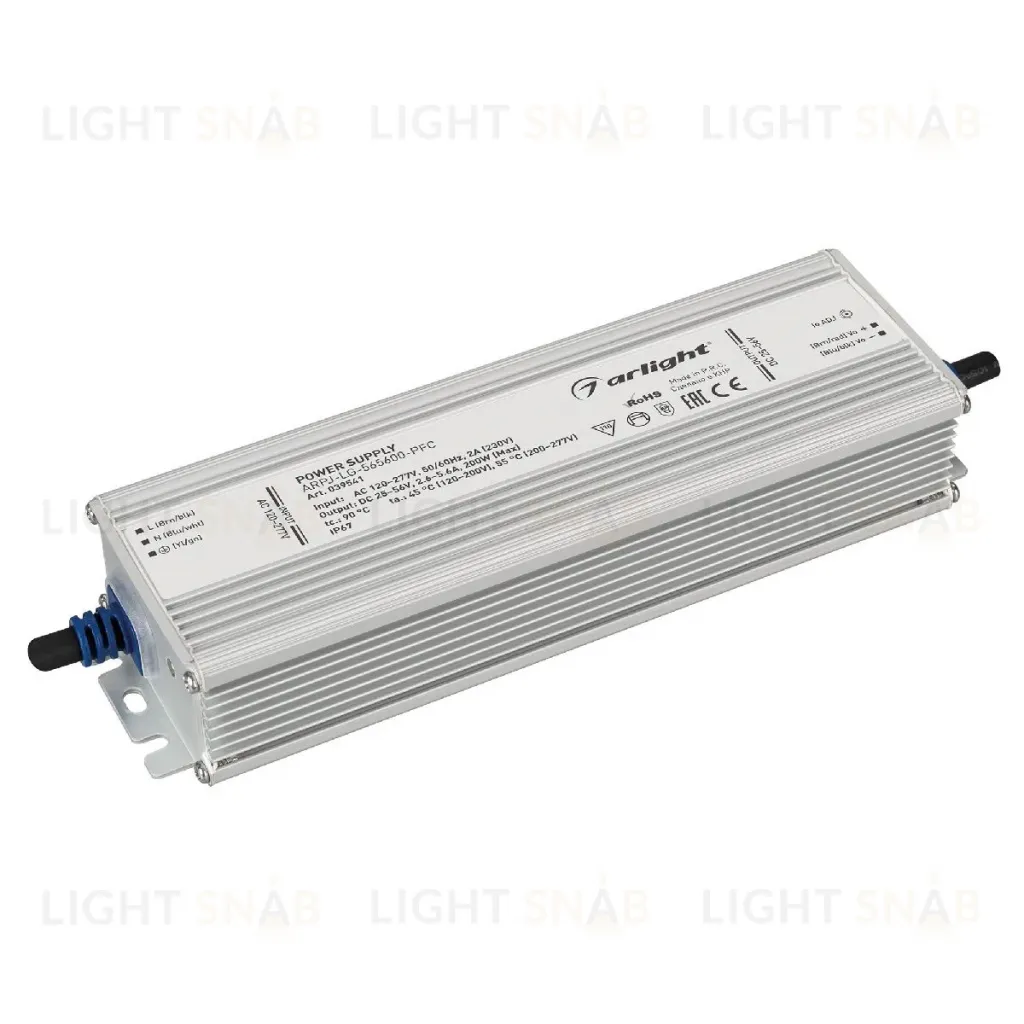Блок питания Arlight ARPJ-LG-565600-PFC (200W, 25-56V, 2.6-5.6A, IP67) 039541 039541