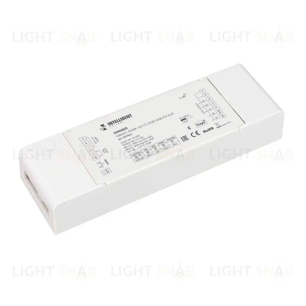 Диммер Arlight SMART-PWM-105-72-RGB-MIX-PD-SUF (12-48V, 5x6A, TUYA BLE, 2.4G) 037343 037343