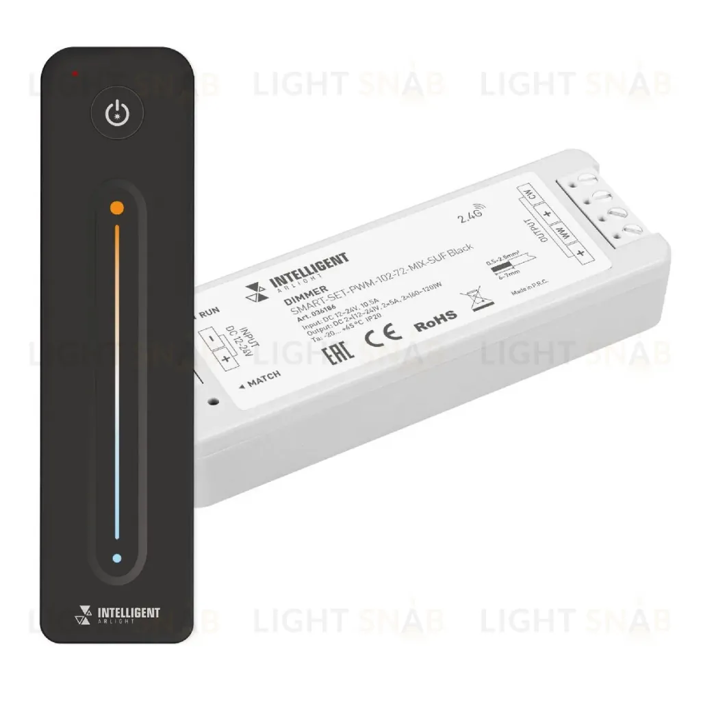 Диммер Arlight SMART-SET-PWM-102-72-MIX-SUF Black (12-24V, 2x5A, ПДУ LINE, 2.4G) 036186 036186