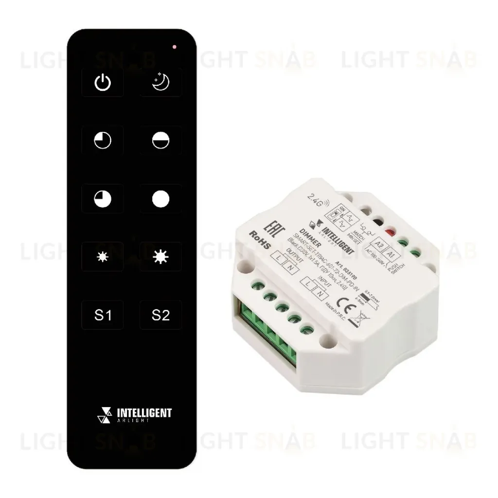 Диммер Arlight SMART-SET-TRIAC-601-72-DIM-PD-IN Black (230V, 1x1.5A, ПДУ 10кн, 2.4G) 036190 036190