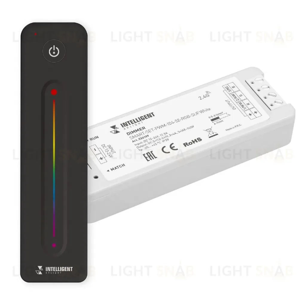 Диммер Arlight SMART-SET-PWM-104-52-RGB-SUF White (12-24V, 3x4A, ПДУ LINE, 2.4G) 036189 036189