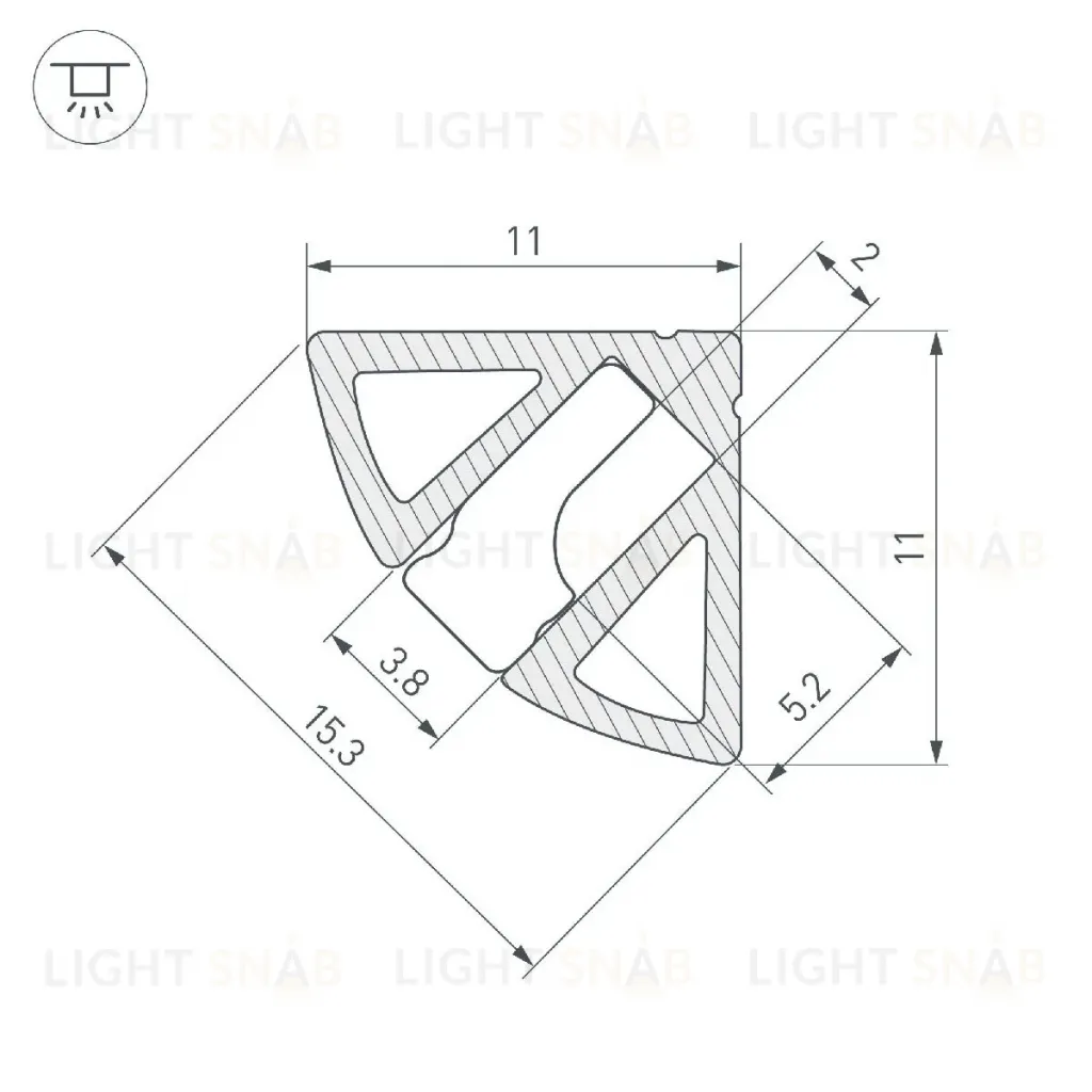 Алюминиевый профиль Arlight SL-KANT-H11-2000 ANOD BLACK 044086 044086