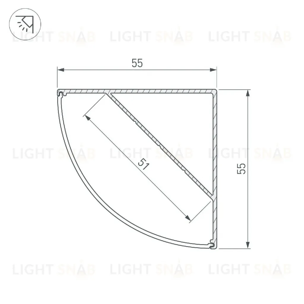 Алюминиевый профиль Arlight KANT-H55-2000 ANOD 044578 044578