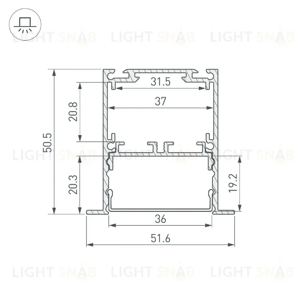 Алюминиевый профиль Arlight SL-LINIA52-3L-F-2000 ANOD 044682 044682