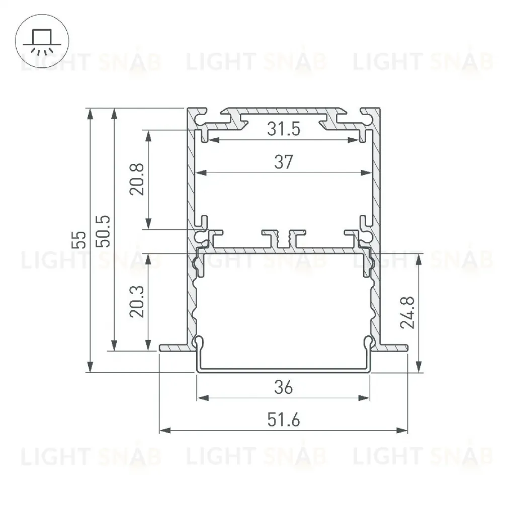 Алюминиевый профиль Arlight SL-LINIA52-3L-F-2000 ANOD 044682 044682