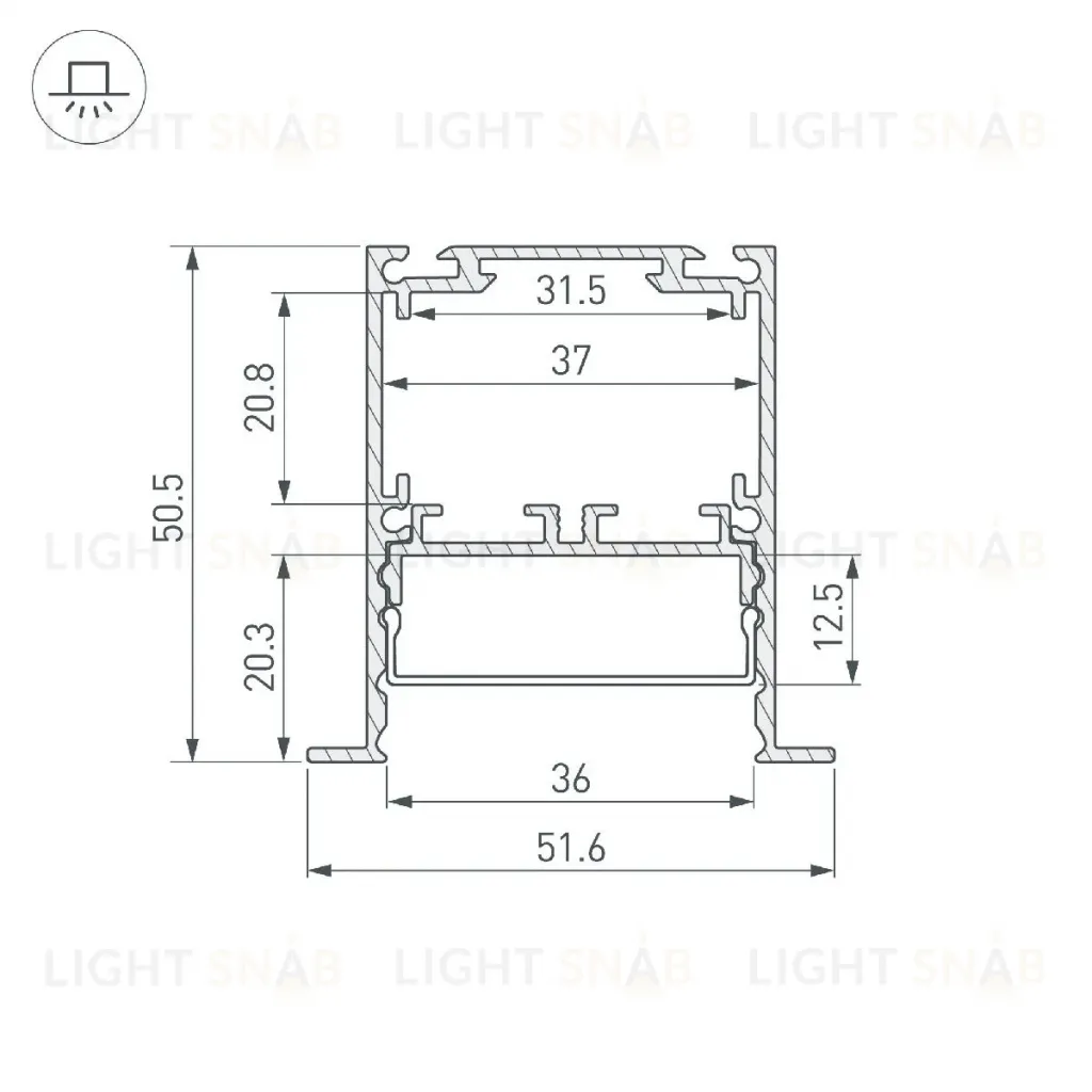 Алюминиевый профиль Arlight SL-LINIA52-3L-F-2000 ANOD BLACK 044685 044685