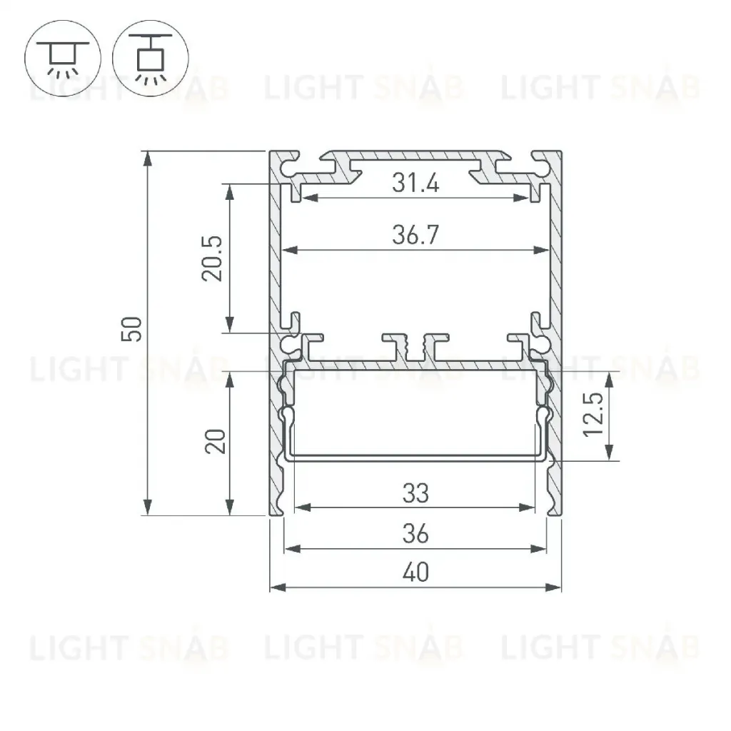 Алюминиевый профиль Arlight SL-LINE-4050-3L-2000 ANOD 044666 044666