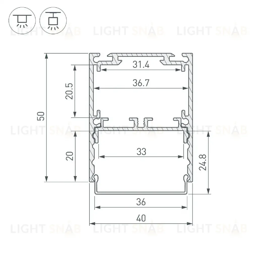 Алюминиевый профиль Arlight SL-LINE-4050-3L-2000 ANOD BLACK 044670 044670