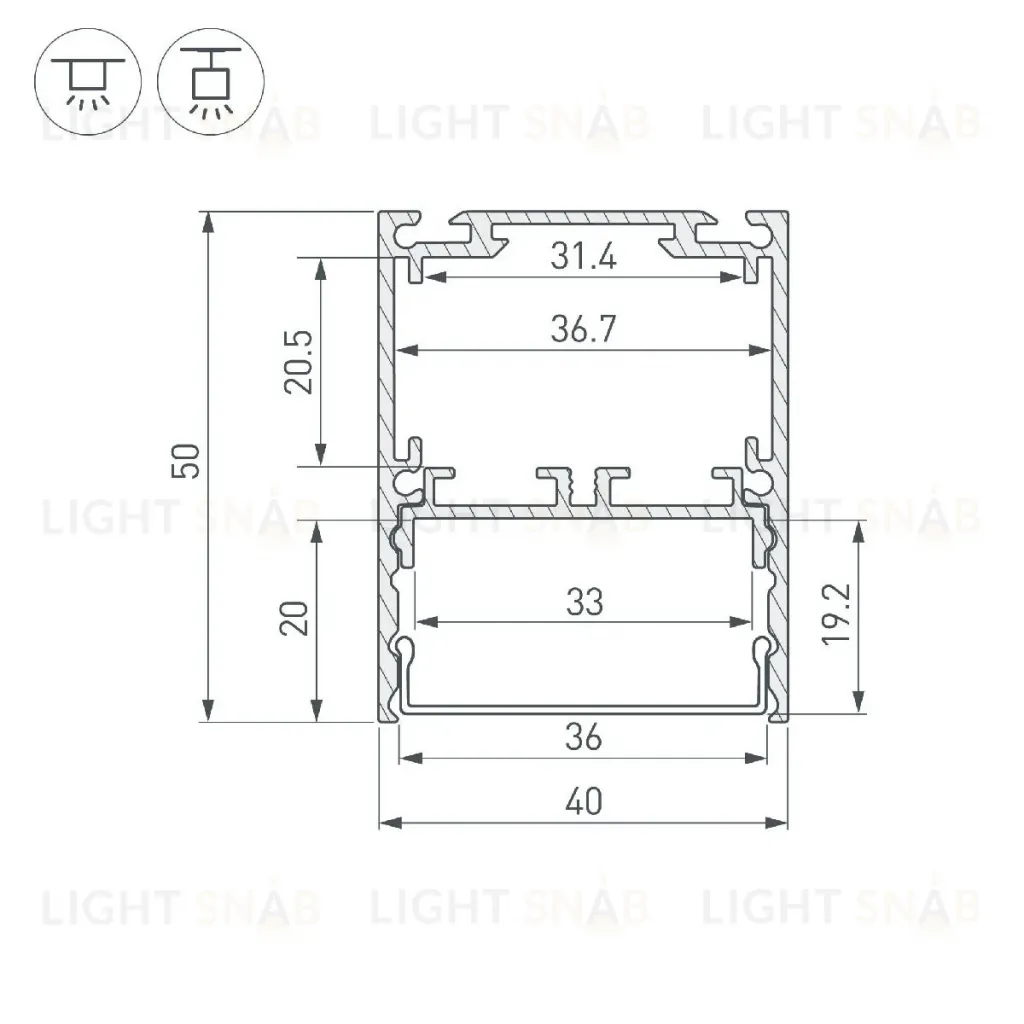 Алюминиевый профиль Arlight SL-LINE-4050-3L-2000 ANOD BLACK 044670 044670