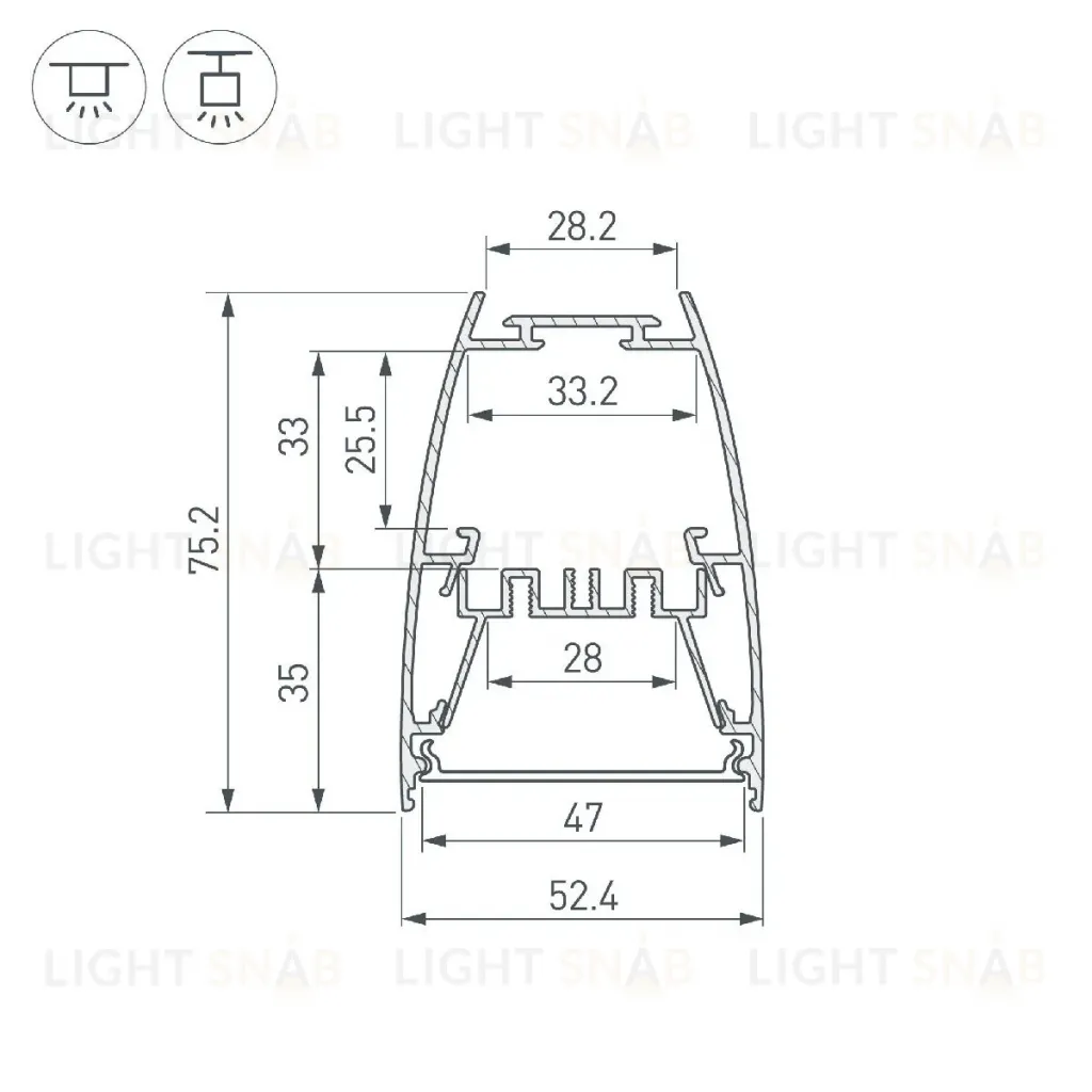Алюминиевый профиль Arlight LINE-5075-U-HONEYCOMB-2000 BLACK 044885 044885