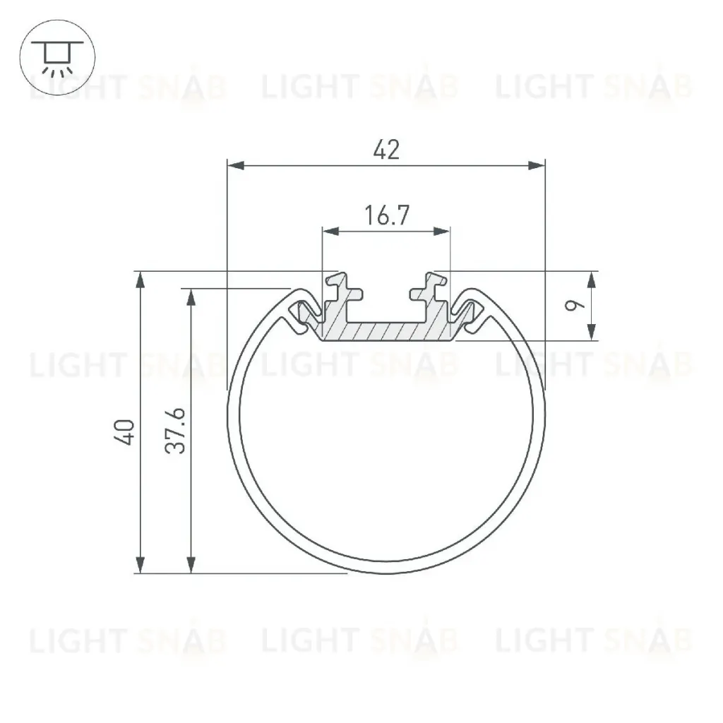 Алюминиевый профиль Arlight ROUND-D40-2000 ANOD 044517 044517