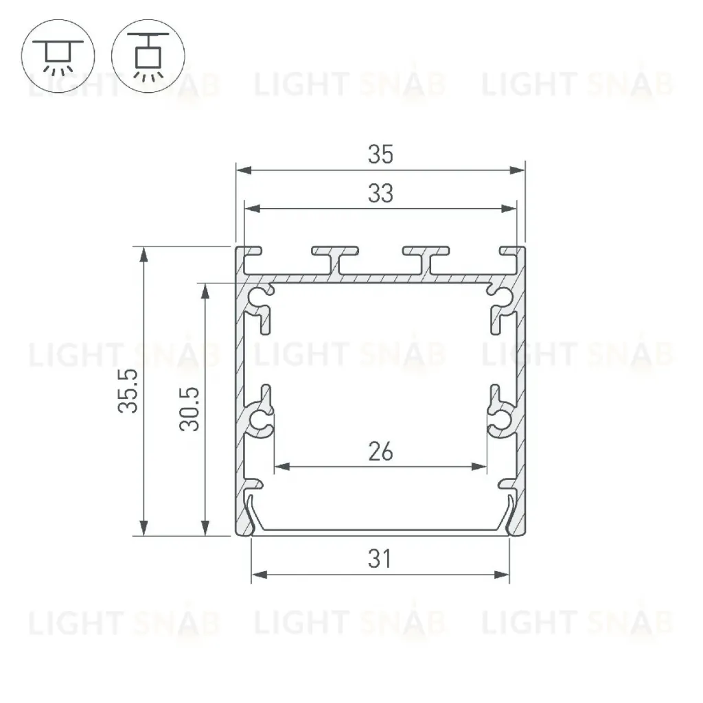 Алюминиевый профиль Arlight LINE-S-3535-3000 WHITE 041832 041832