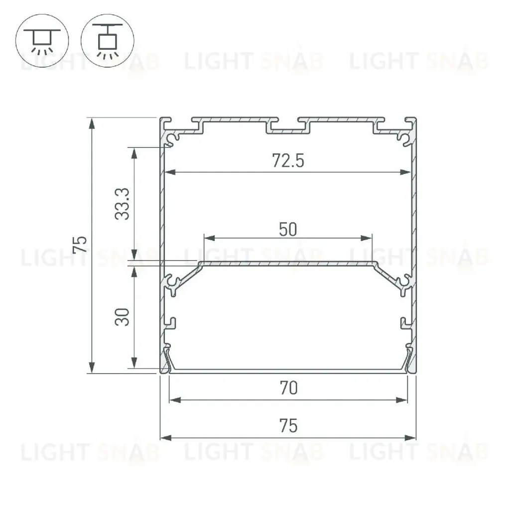 Алюминиевый профиль Arlight LINE-S-7575-3000 WHITE 041860 041860