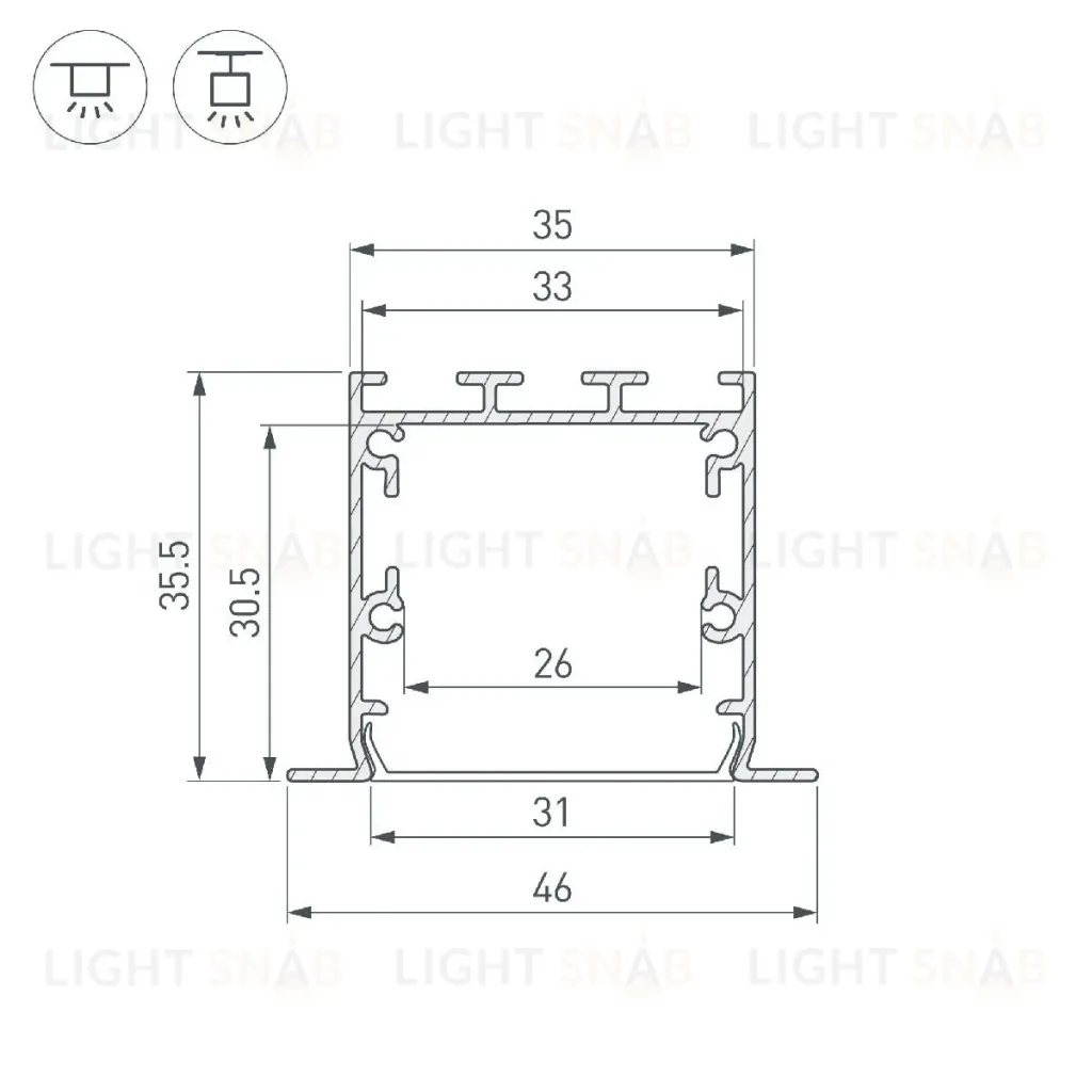 Алюминиевый профиль Arlight LINIA49-F-S-3000 ANOD 041872 041872