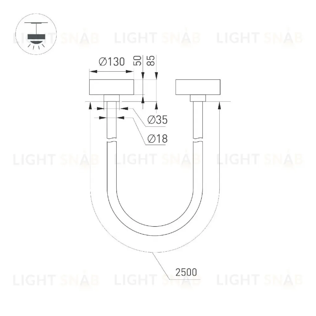 Подвесной светильник Arlight SP-TROPIC-SURFACE-R18-L2500-36W Day4000 (GD, 360 deg, 230V) 043396 043396