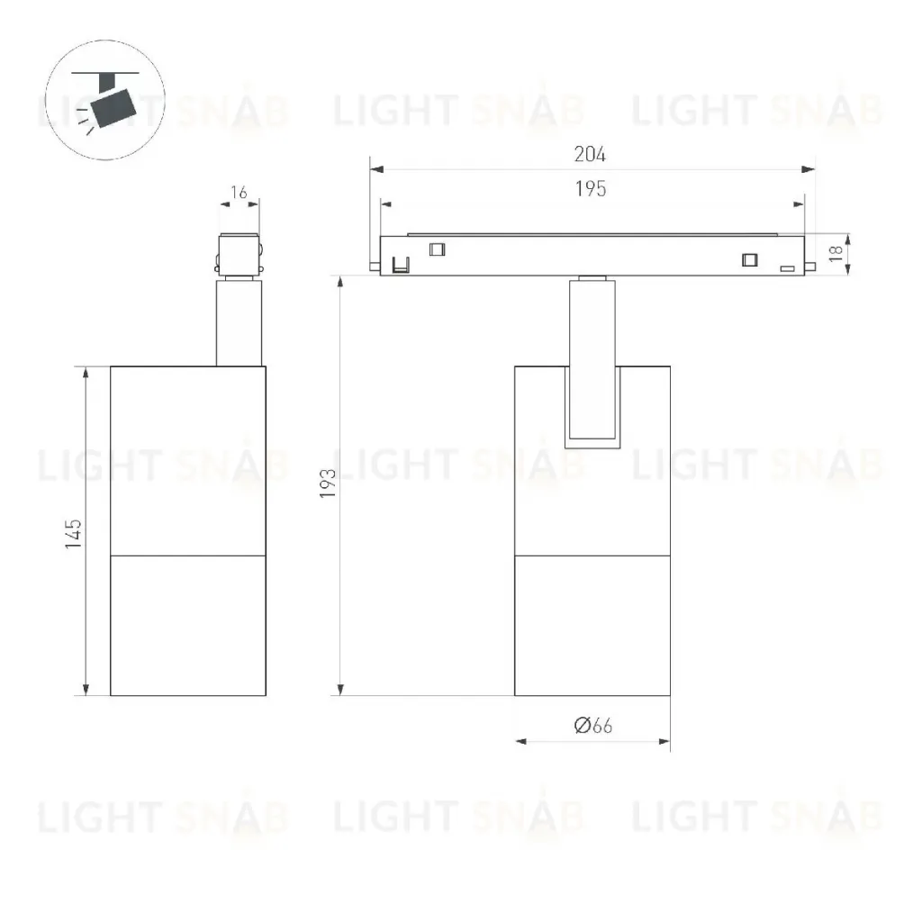 Трековый магнитный светильник Arlight MAG-ORIENT-SPOT-ZOOM-R65-15W Day4000 (WH, 34-60 deg, 48V) 038950 038950