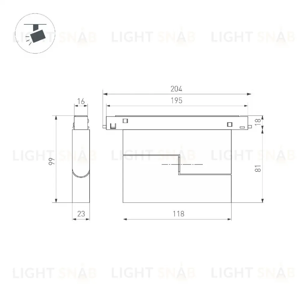 Трековый магнитный светильник Arlight MAG-ORIENT-DOTS-FOLD-S195-6W Warm3000 (BK, 30 deg, 48V, DALI) 041904 041904