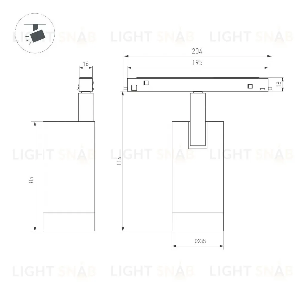 Трековый магнитный светильник Arlight MAG-ORIENT-SPOT-R35-6W Day4000 (BR, 24 deg, 48V) 045063 045063