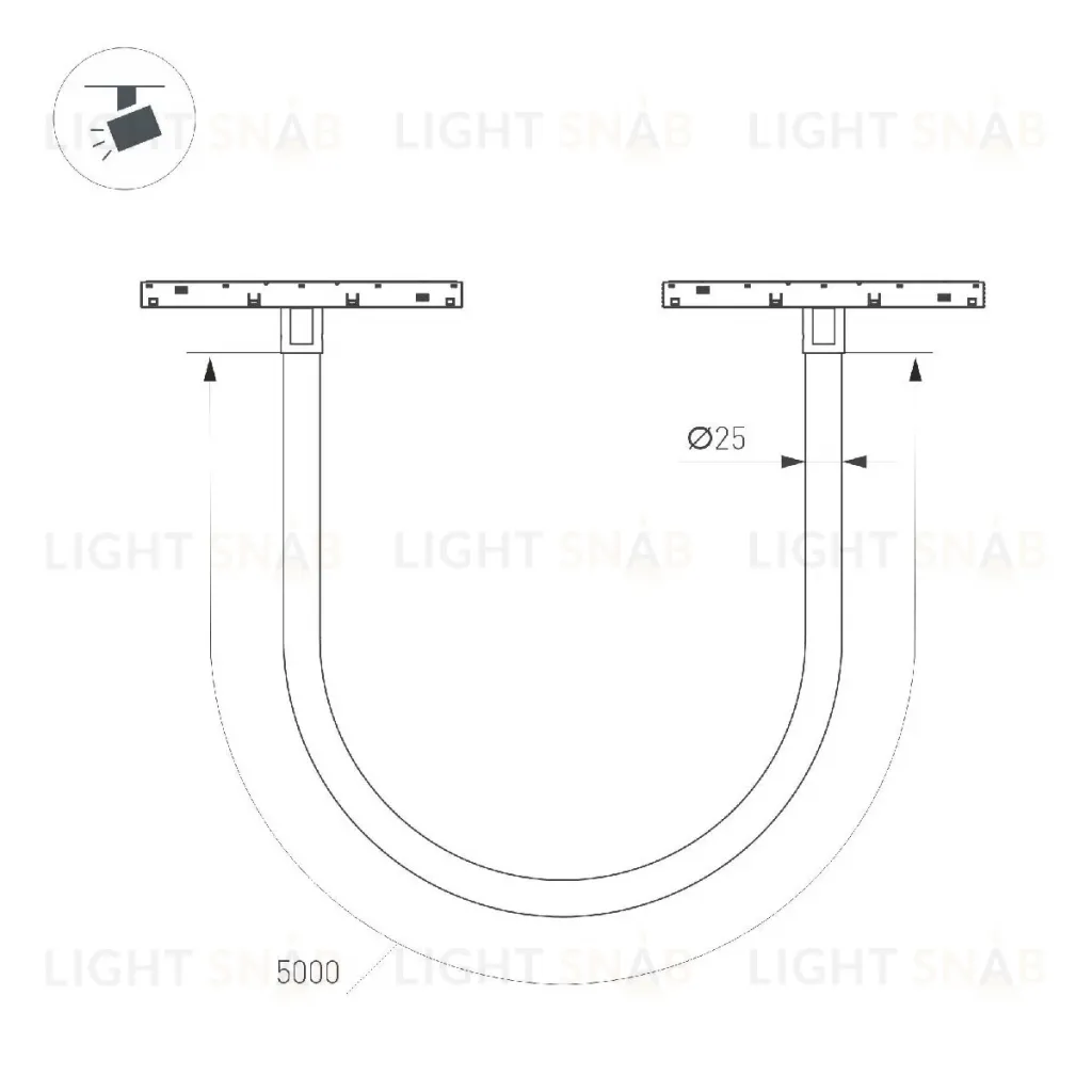 Трековый магнитный светильник Arlight MAG-ORIENT-TUBE-ELASTIC-R25-L5000-70W Day4000 (BK, 360 deg, 48V) 044338 044338