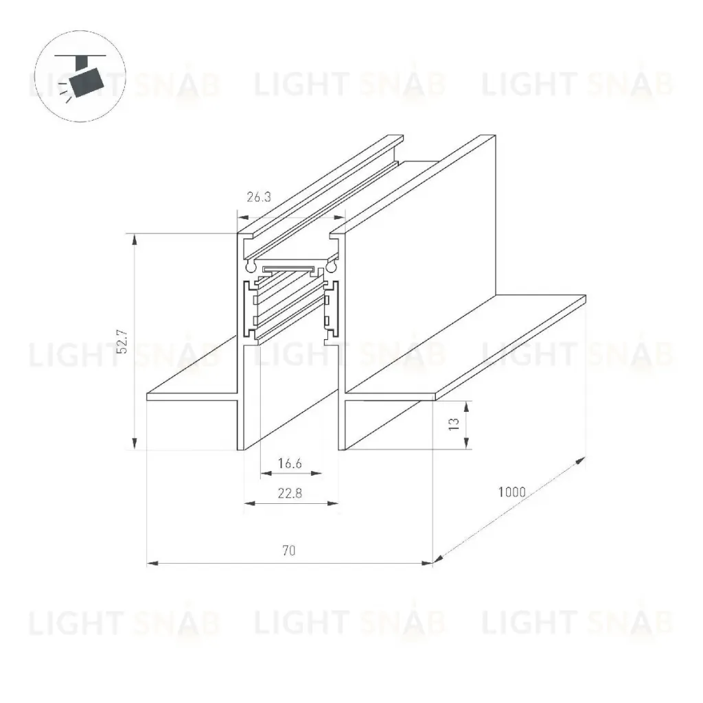 Шинопровод встраиваемый Arlight MAG-ORIENT-TRACK-2653-FDW-1000 (BK, FLAT) 041436 041436