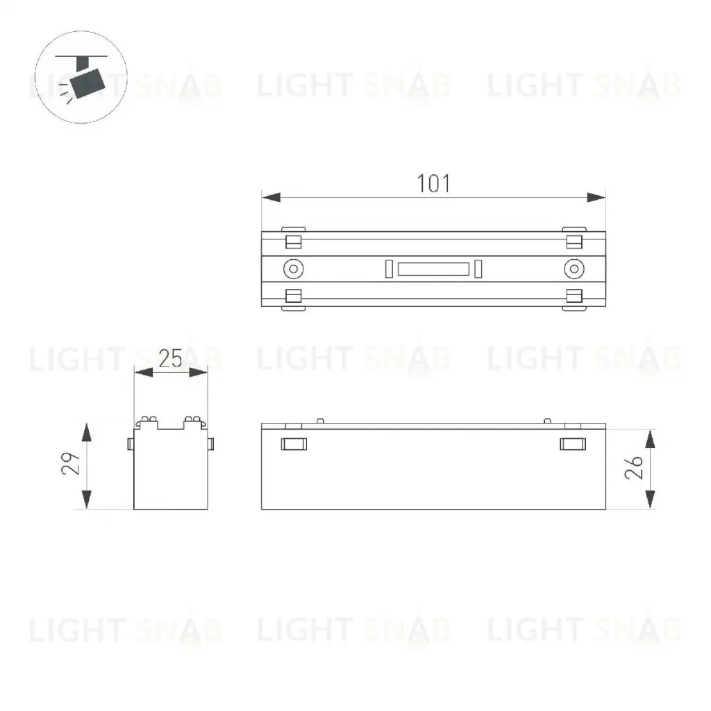 Трековый магнитный светильник Arlight MAG-VIBE-LASER-L101-6W Day4000-MIX (BK, 24 deg, 48V, DALI) 044418 044418