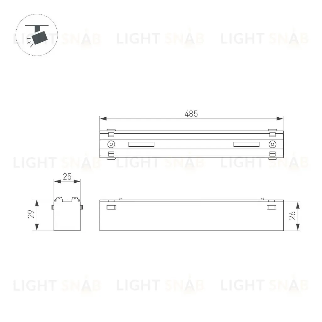Трековый магнитный светильник Arlight MAG-VIBE-FLAT-L485-24W Day4000 (BK, 100 deg, 48V) 044436 044436