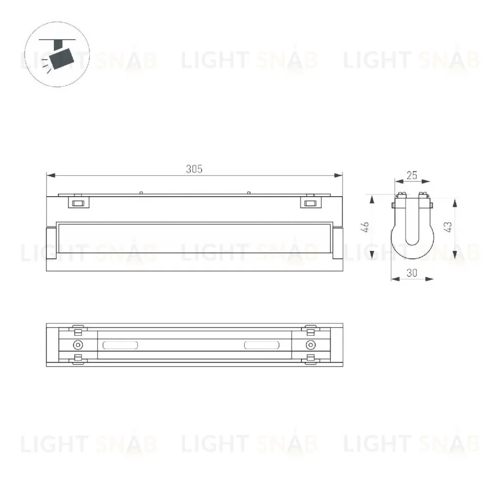 Трековый магнитный светильник Arlight MAG-VIBE-FLAT-TURN-L305-12W Day4000 (WH, 110 deg, 48V) 044450 044450