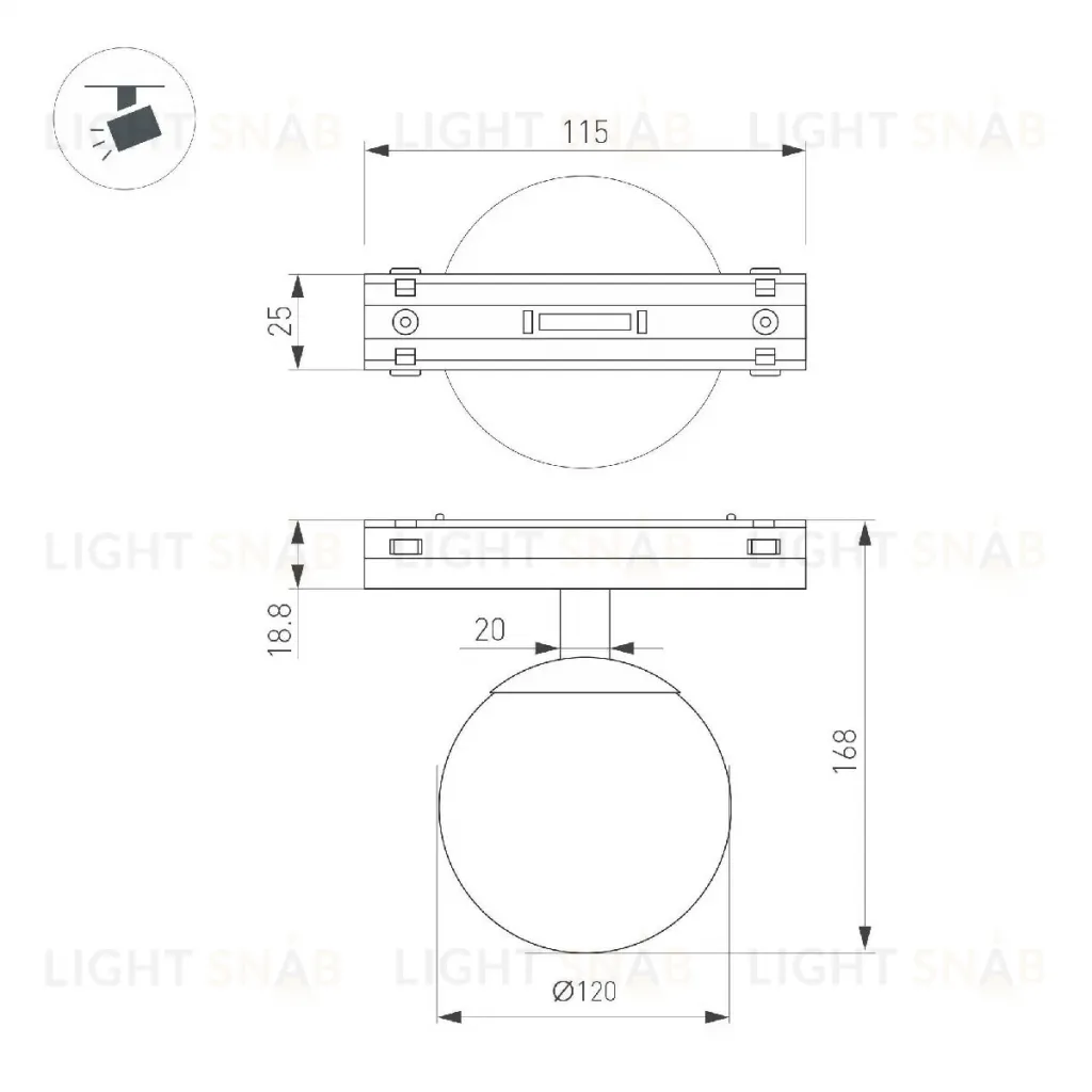 Трековый магнитный светильник Arlight MAG-VIBE-SFERO-R120-6W Day4000 (WH, 235 deg, 48V) 044459 044459