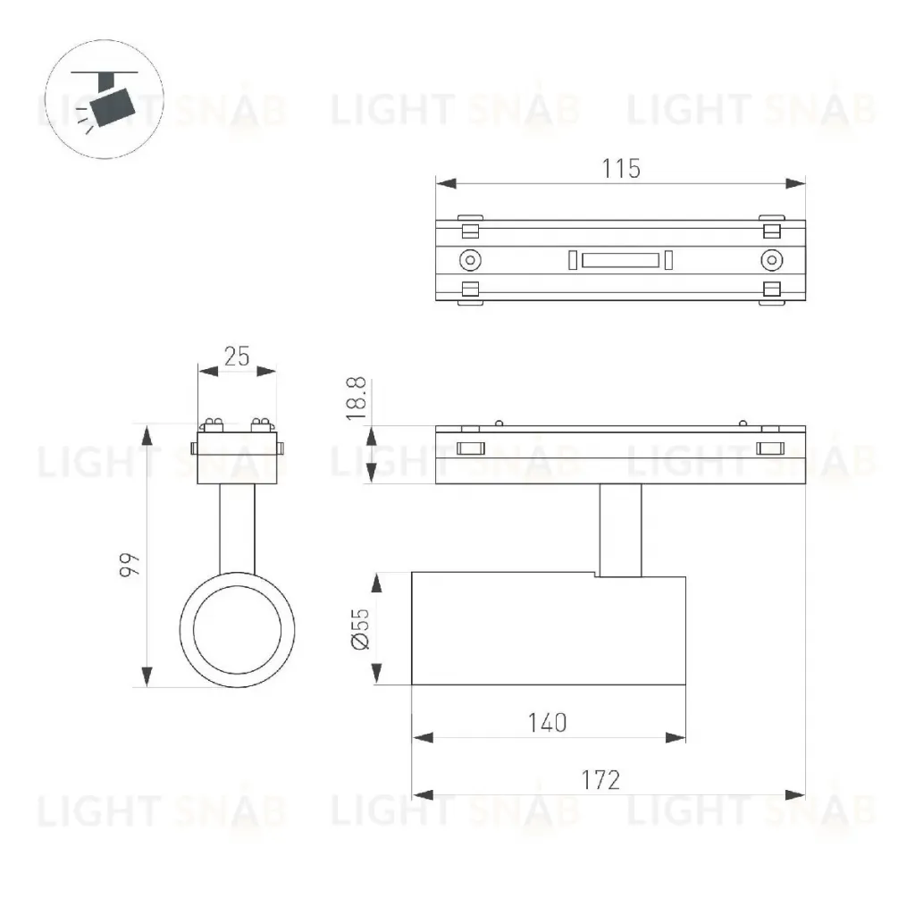 Трековый магнитный светильник Arlight MAG-VIBE-SPOT-R55-18W Day4000-MIX (BK, 24 deg, 48V, TUYA Zigbee) 044190 044190