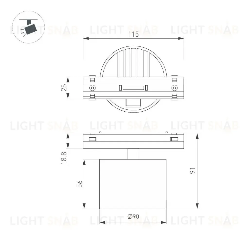 Трековый магнитный светильник Arlight MAG-VIBE-RONDO-R90-10W Warm3000 (WH, 110 deg, 48V) 044474 044474
