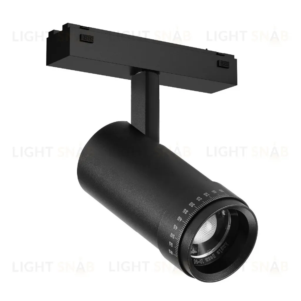 Трековый магнитный светильник Arlight MAG-VIBE-SPOT-ZOOM-R47-10W Warm3000 (BK, 20-55 deg, 48V) 044483 044483