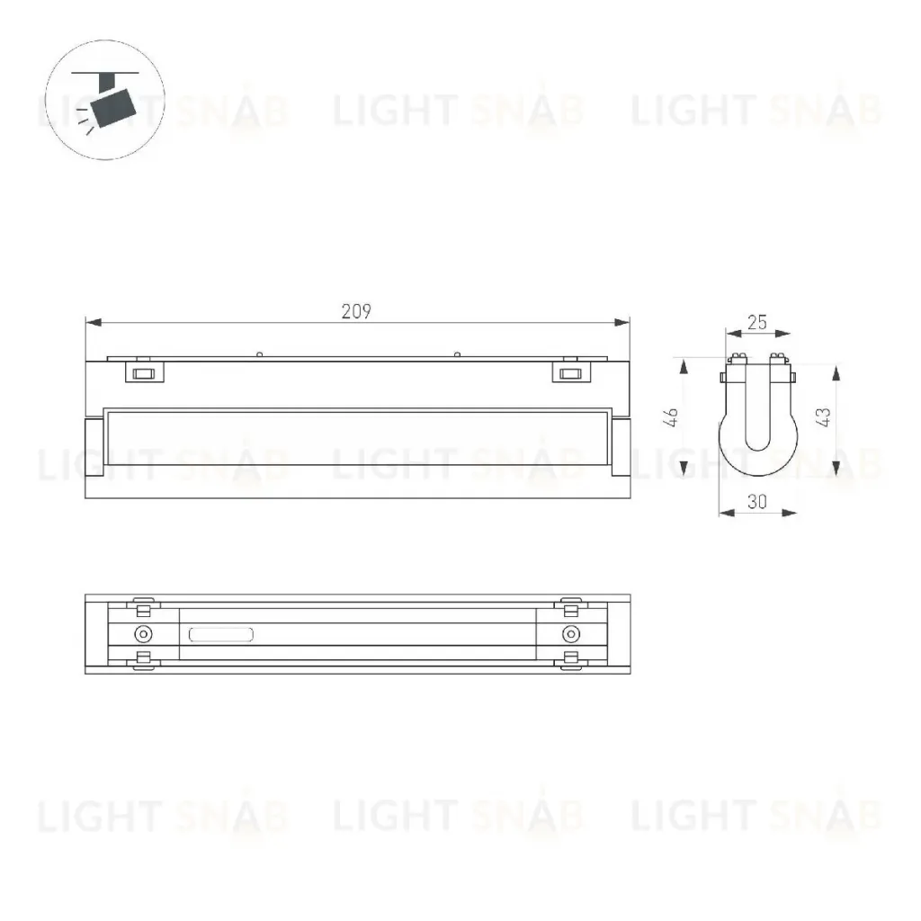 Трековый магнитный светильник Arlight MAG-VIBE-LASER-TURN-L209-12W Day4000-MIX (BK, 24 deg, 48V, TUYA Zigbee) 044177 044177